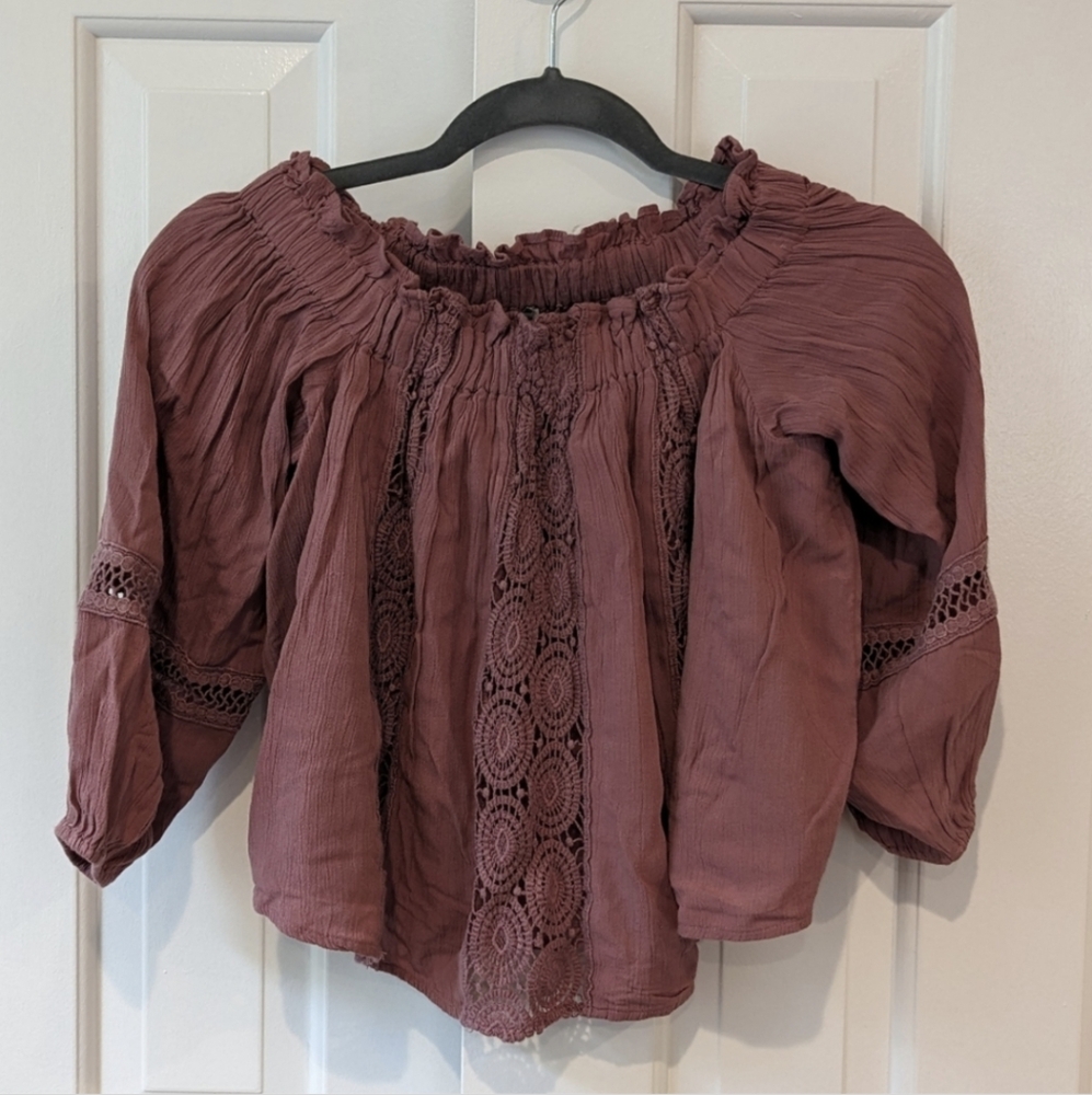 American Eagle top off the shoulder boho crop top XS NWT - Picture 2 of 11